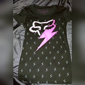 Fox Girls Black Tee with Pink and Gray Lightning